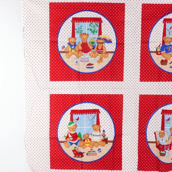 Cranston V.I.P Bears The Four Seasons Throw Pillow Fabric Panel