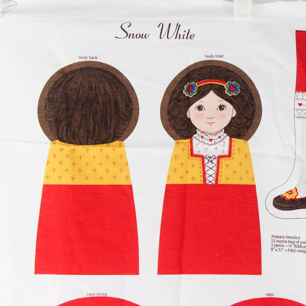 VTG Cranston VIP Once Upon A Time Snow White Dolls Fabric Panel