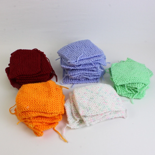 Lot of 42 Handmade Crocheted Granny Squares Red Orange Green Blue Etc.