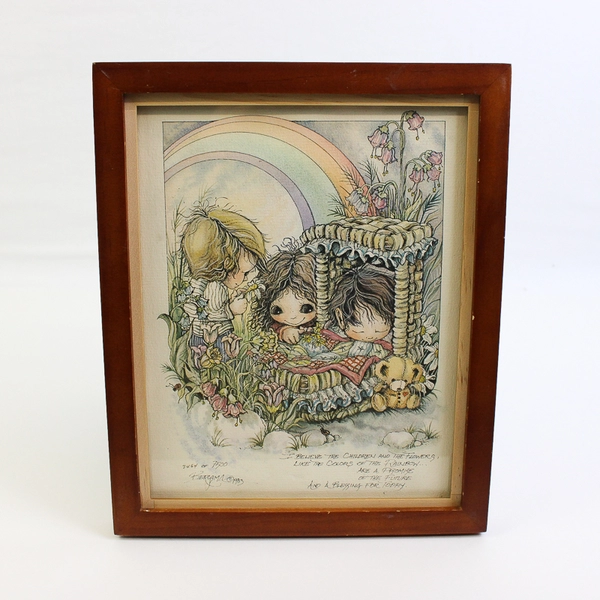 Jody Bergsma Framed Print Children/Flowers #3464 of 7500 9"x11" 1983