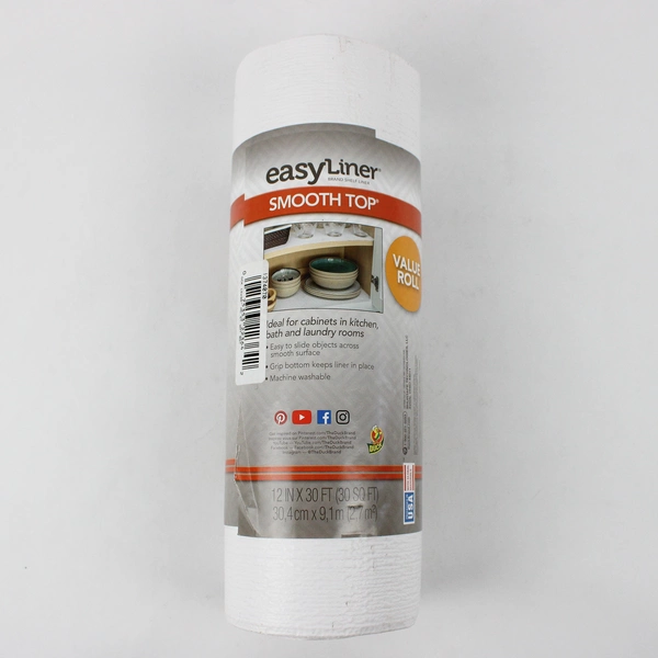 EasyLiner Brand Shelf Liner Smooth Top Shelf Liner White 12 In x 30 Ft Roll