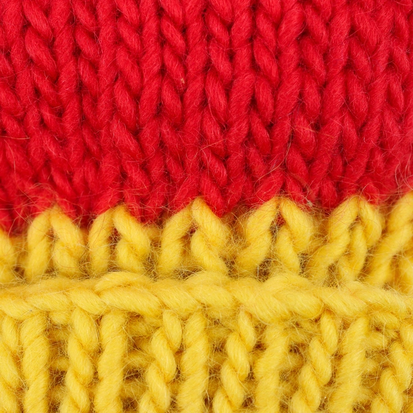 Women's Large Handmade Knit Red and Yellow Beanie