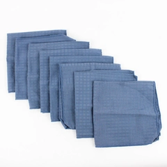 Lot Of 8 Matching Unbranded Blue Grid Pattern Fabric Napkins 16.5" x 16.5"