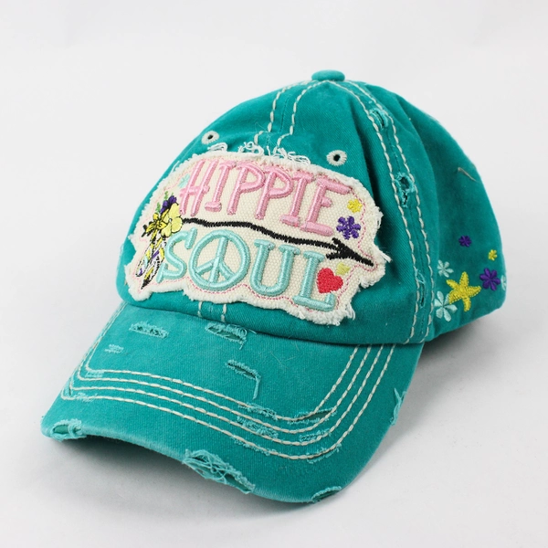 4350 District Women's Hippie Soul Teal Green Distressed Baseball Cap One Size