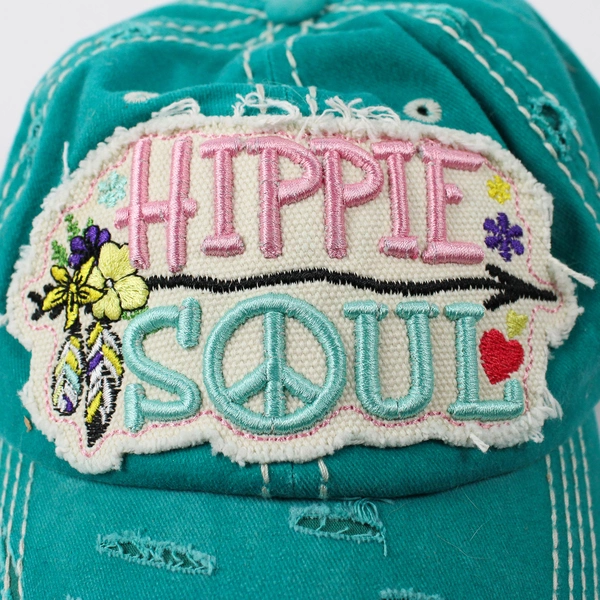 4350 District Women's Hippie Soul Teal Green Distressed Baseball Cap One Size