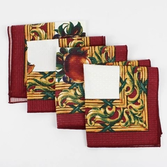 Lot Of 4 Matching Unbranded Pomegranate Pattern Burgundy Fabric Napkins 17"x16"