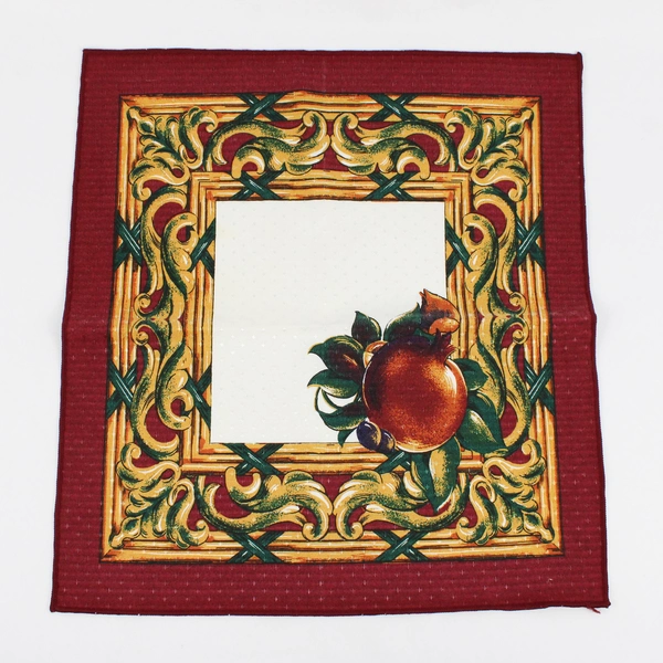 Lot Of 4 Matching Unbranded Pomegranate Pattern Burgundy Fabric Napkins 17"x16"