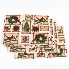 Lot Of 4 Matching Unbranded Christmas Rectangle Fabric Placemats 12.5" x 19"