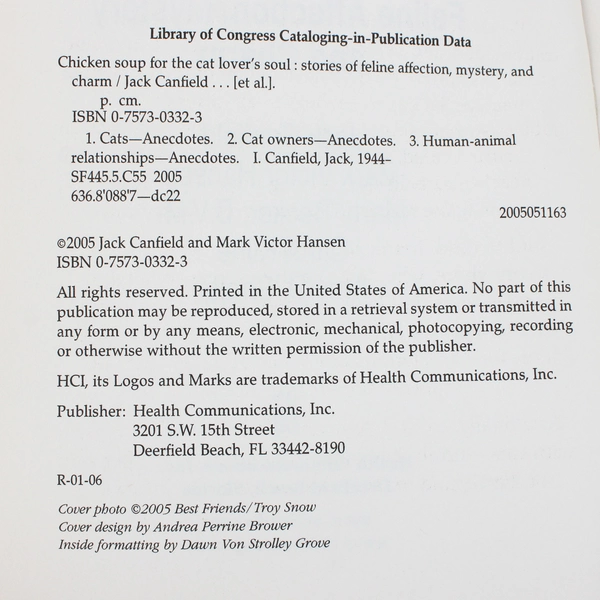 Chicken Soup for the Cat Lover's Soul Various Authors 2005 Paperback