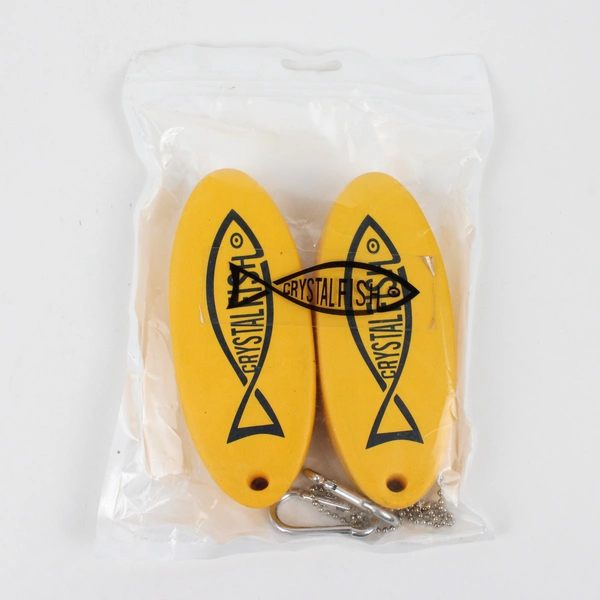 Set Of 2 Crystal Fish Floating Keychain Yellow Practical For Boats/Water Sports