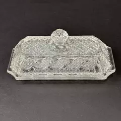 Vintage AVON Cape Cod Covered Butter Dish Clear Pressed Glass Waves