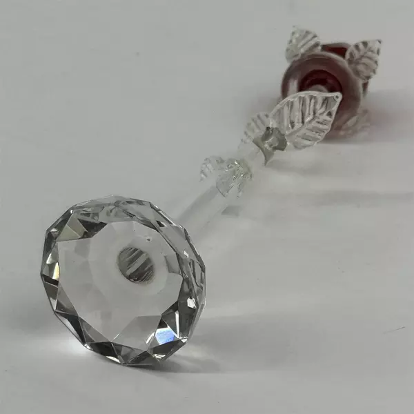 Long Stem Red Cut Crystal Rose Bud 6.25"