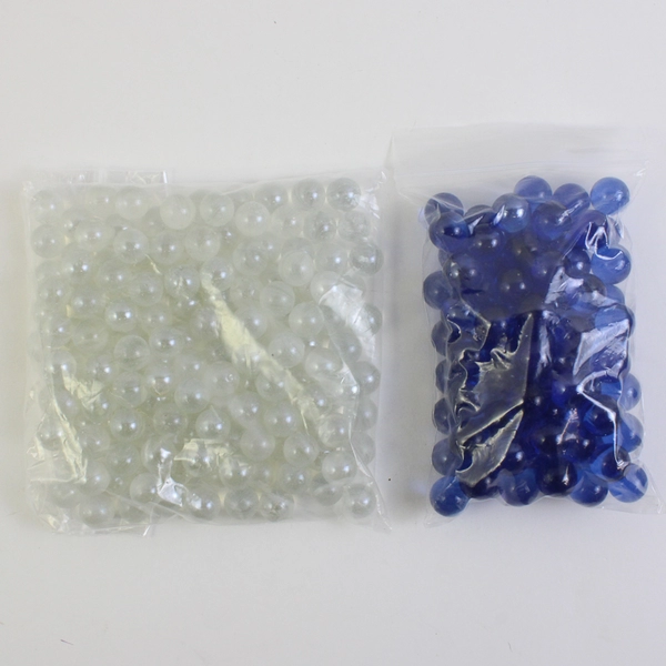 Lot Of 230 Aquarium Glass Stone Marble Shaped 150 Iridescent Clear/White 80 Blue