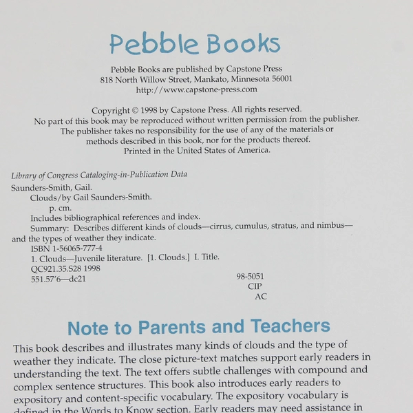 Clouds by Gail Saunders-Smith 1998 Paperback Illustrated