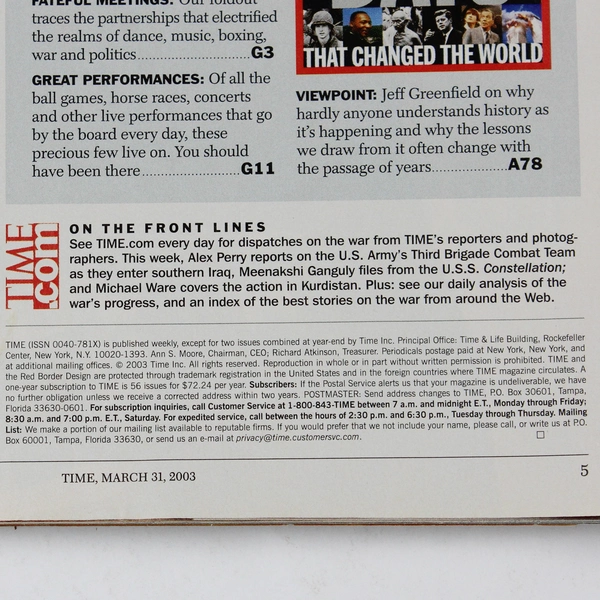 Time Magazine March 31 2003 Special Issue Gulf War II Baghdad March 2003