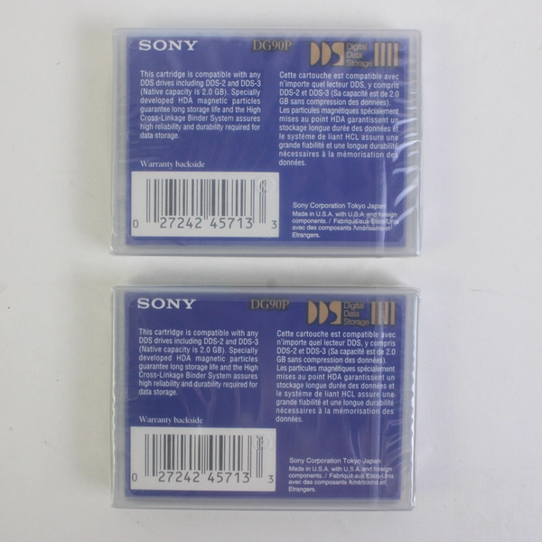 Sony DG90P 4mm Data Cartridge 2 Pack Premium 2.0GB 4.0GB DDS Tape Backup New