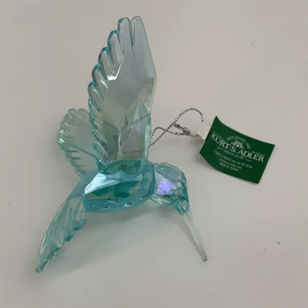 Kurt Adler Iridescent Blue Acrylic Hummingbird Christmas Ornament 3.75" NWT