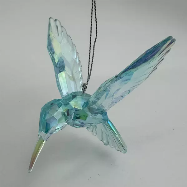 Kurt Adler Iridescent Blue Acrylic Hummingbird Christmas Ornament 3.75" NWT