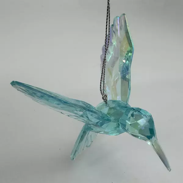 Kurt Adler Iridescent Blue Acrylic Hummingbird Christmas Ornament 3.75" NWT