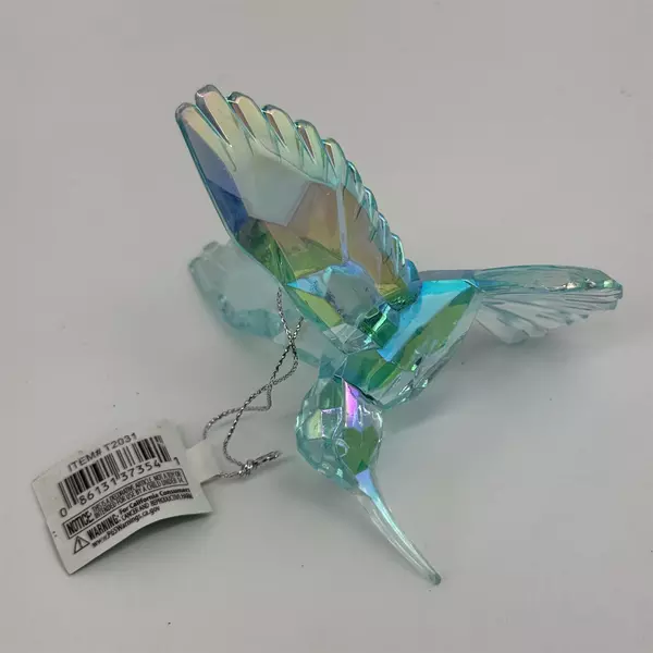 Kurt Adler Iridescent Blue Acrylic Hummingbird Christmas Ornament 3.75" NWT