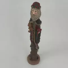 Vintage Resin Tall Thin Old World Santa With A Dog Figurine 11.5 in. Tall