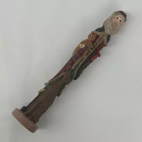 Vintage Resin Tall Thin Old World Santa With A Dog Figurine 11.5 in. Tall
