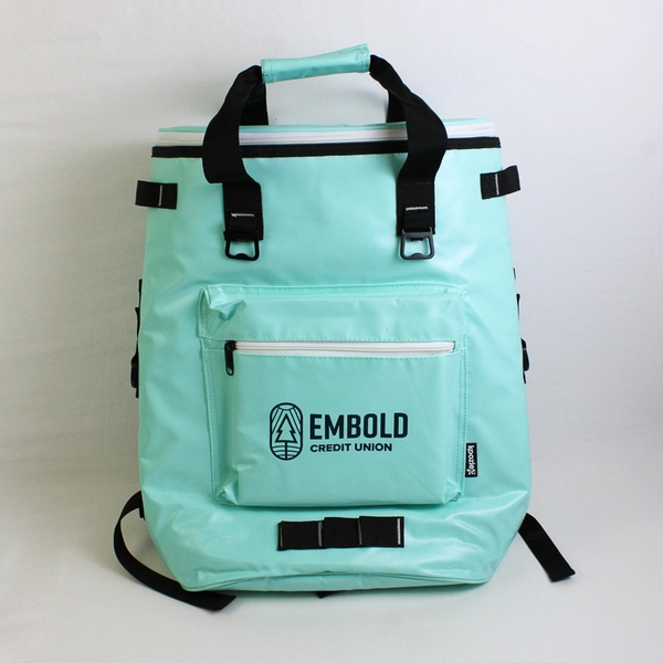 Koozie Olympus 24-Can Kooler Backpack Mint/Blue Embold Credit Union Print