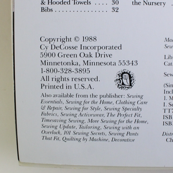 Singer Sewing Reference Library Sewing For Children 1988 Paperback