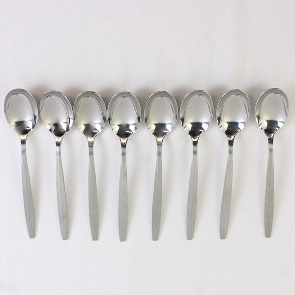 Lot of 8 Noritake Harmony Place Soup Spoons 18/8 Stainless Japan Flatware 7 3/8"