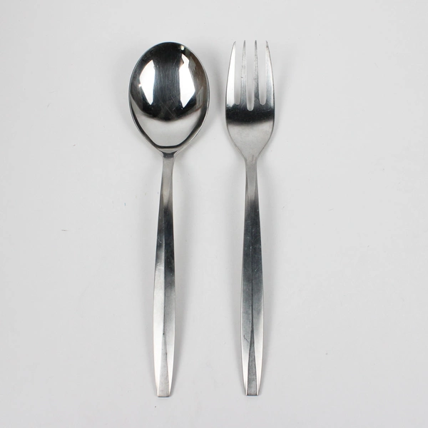 Lot Of 2 Noritake Silver Harmony (Stainless) Flatware Serving Spoon & Fork