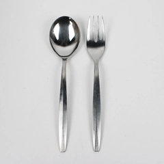 Lot Of 2 Noritake Silver Harmony (Stainless) Flatware Serving Spoon & Fork