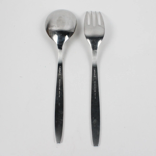 Lot Of 2 Noritake Silver Harmony (Stainless) Flatware Serving Spoon & Fork
