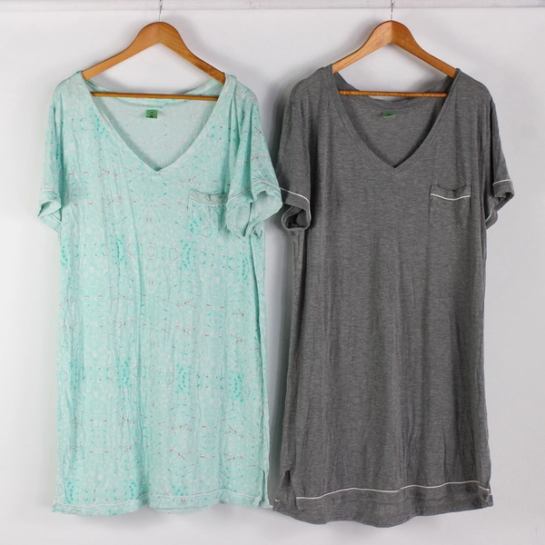 Lot of 2 Honeydew Women's XXL Nightgowns Gray and Floral Blue