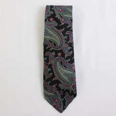 Beecroft & Bull Black Blue Purple Paisley Men's Silk Necktie 59"