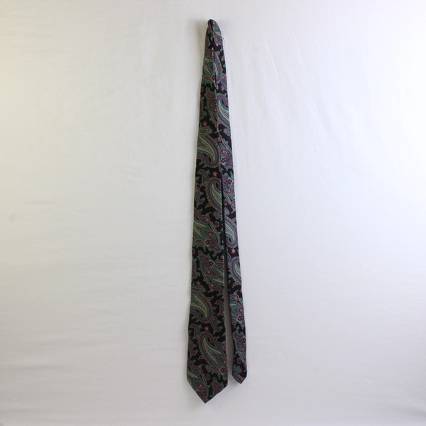 Beecroft & Bull Black Blue Purple Paisley Men's Silk Necktie 59"