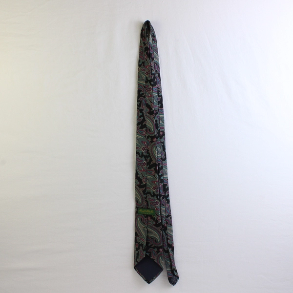 Beecroft & Bull Black Blue Purple Paisley Men's Silk Necktie 59"