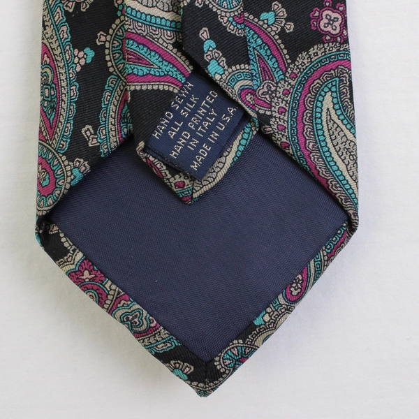 Beecroft & Bull Black Blue Purple Paisley Men's Silk Necktie 59"