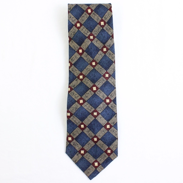 Bruno Piatelli Blue Gray Red Big and Tall Men's Silk Necktie Extra Long 64"