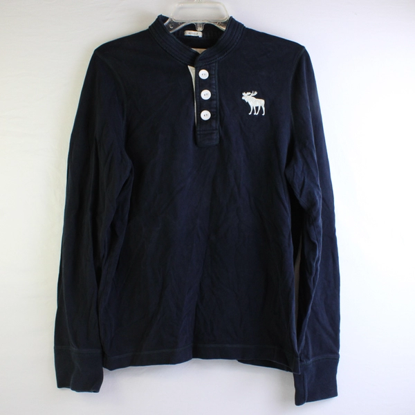 Abercrombie & Fitch Navy Blue Long-Sleeve Muscle Polo Men's XL IRREGULAR