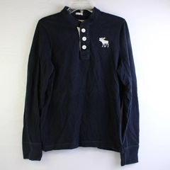 Abercrombie & Fitch Navy Blue Long-Sleeve Muscle Polo Men's XL IRREGULAR