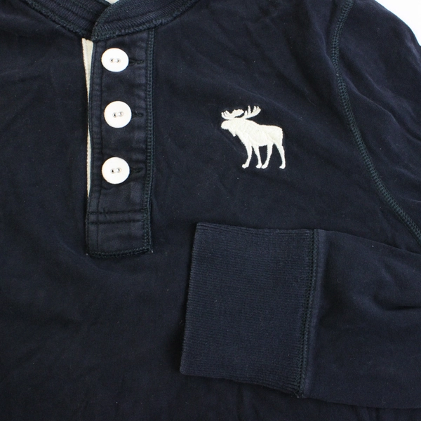 Abercrombie & Fitch Navy Blue Long-Sleeve Muscle Polo Men's XL IRREGULAR
