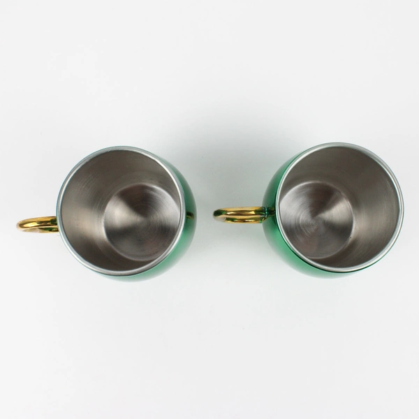 Pair of Hallmark "Christmas in Evergreen" Beverage Mugs Gold Handles