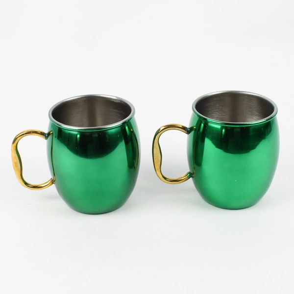 Pair of Hallmark "Christmas in Evergreen" Beverage Mugs Gold Handles