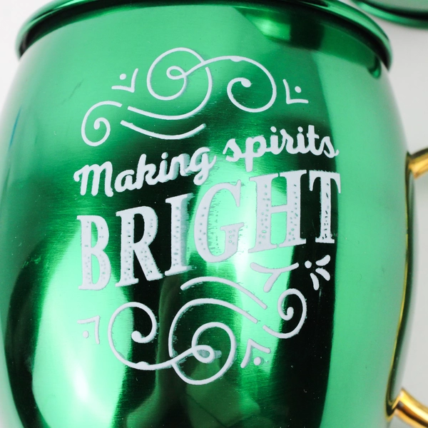 Pair of Hallmark "Christmas in Evergreen" Beverage Mugs Gold Handles