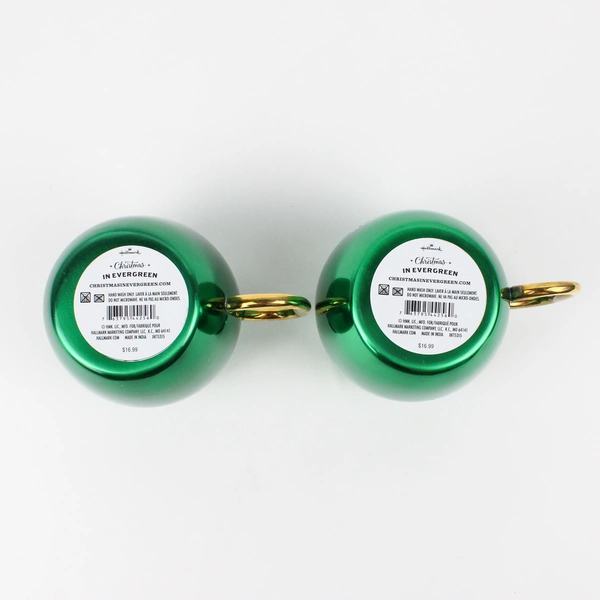 Pair of Hallmark "Christmas in Evergreen" Beverage Mugs Gold Handles