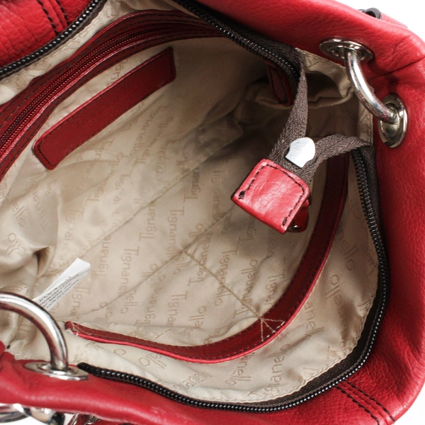 Red "Tig Bags" Leather Hobo Style Purse with Handles