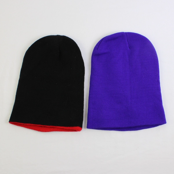 Lot of 2 LED Light Acrylic Beanies Purple Black Adult One Size Missing Lights