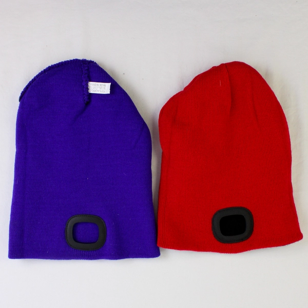Lot of 2 LED Light Acrylic Beanies Purple Black Adult One Size Missing Lights