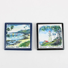 Lot of Two 1994 Hawaiian Scenes 0.230 Ceramic Fridge Magnets, Vintage