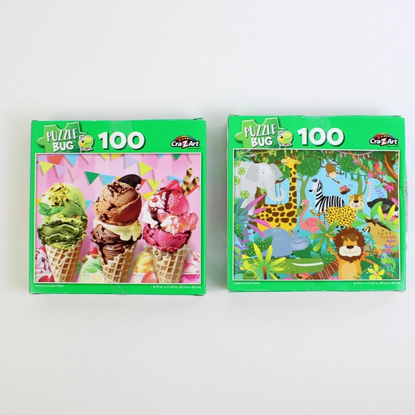 Lot of 2 Kid's Jigsaws (Ice Cream and Zoo Animals) 100 Pcs Complete 2024 #2000